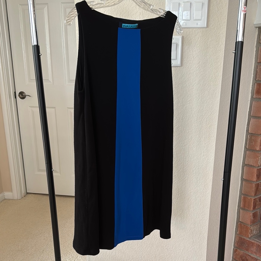 Alice and Olivia Black and Blue Sleeveless Dress